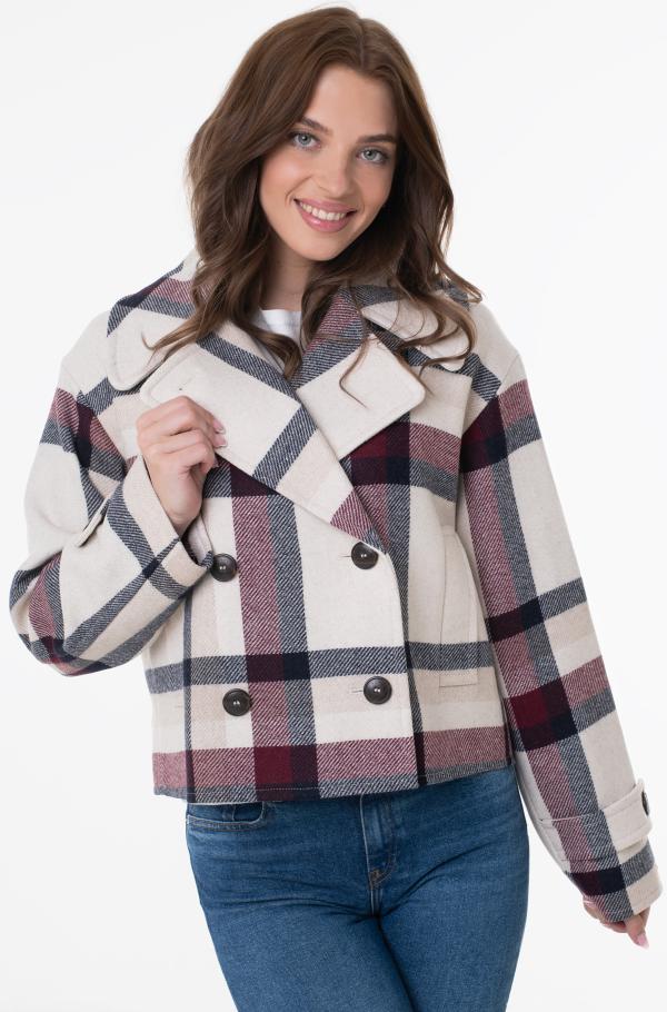 beige12 Coat WOOL BLEND CHECK PEACOAT Tommy Hilfiger, Women Coats 