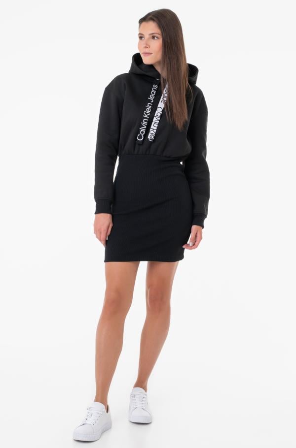 Black Dress LOGO ELASTIC HOODIE DRESS Calvin Klein, Women Dresses | Denim  Dream E-pood