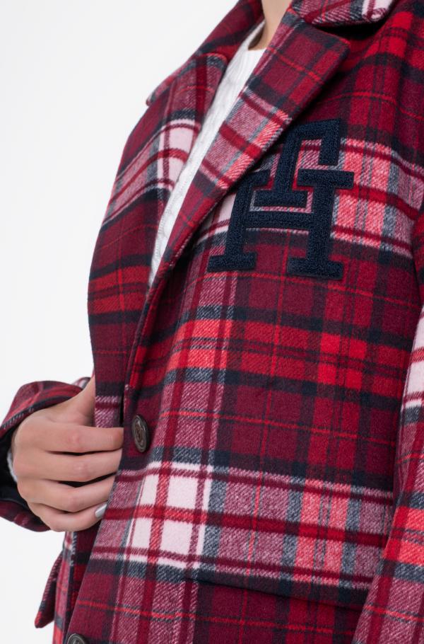 Tommy hilfiger red & black wool deals blend plaid coat