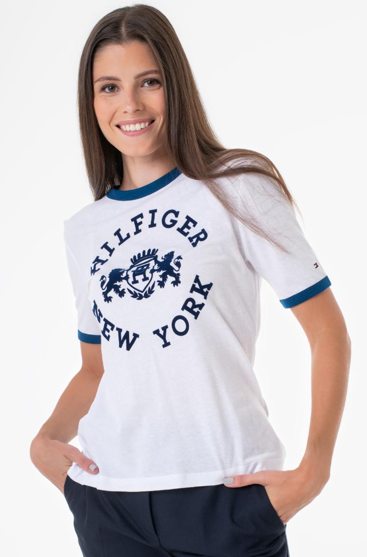 White T-shirt REG VARSITY FLOCK C-NK SS Tommy Hilfiger, Women