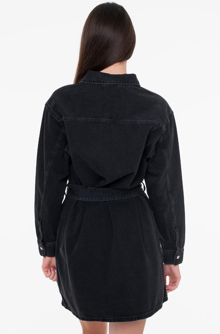 calvin klein black denim dress Womens Calvin Klein Black Long Sleeve Denim Mini Dress S (US 4-6)