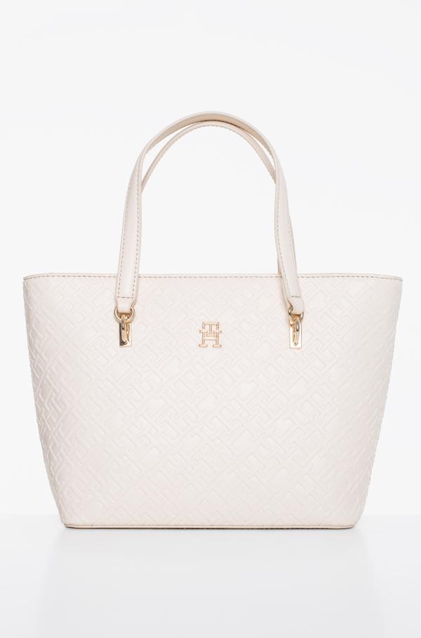 Ivory white shoulder bag th refined mini tote mono tommy hilfiger 
