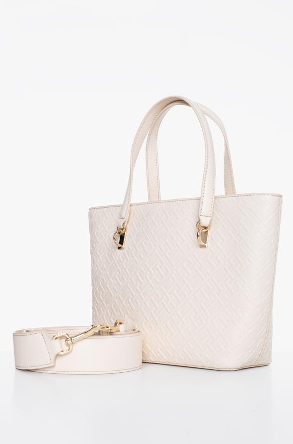 Ivory white shoulder bag th refined mini tote mono tommy hilfiger 