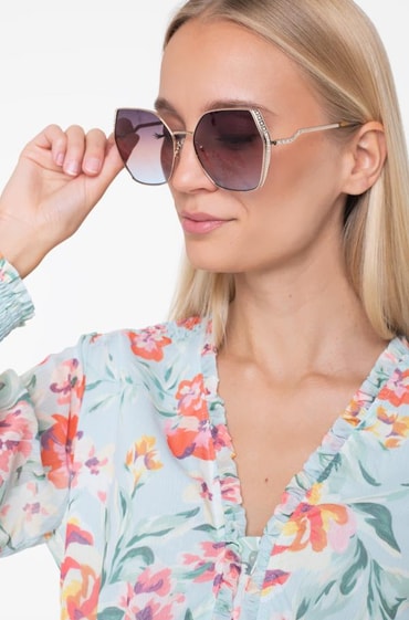 *GUESS* Gold GU7843 Geometric Crystal Embellished Sunglasses Guess Sunglasses GU7843S 28Z main image 3