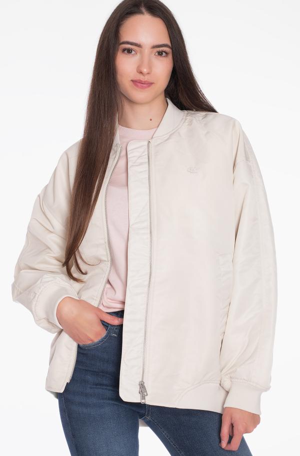   [CK] Women’s Ivory Satin Bomber Jacket J224361 Biker + Bomber | Calvin Klein Malaysia