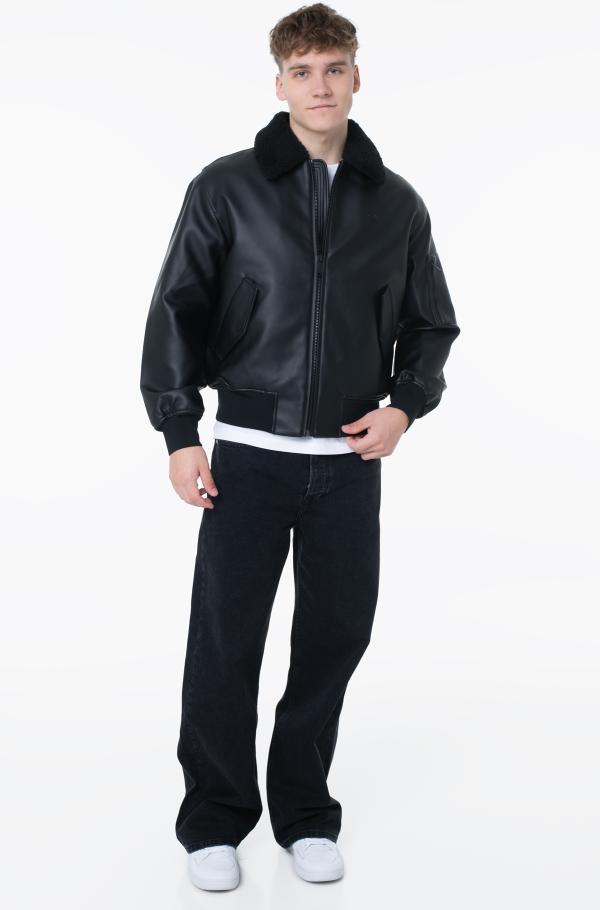 black leather calvin klein faux leather moto jacket