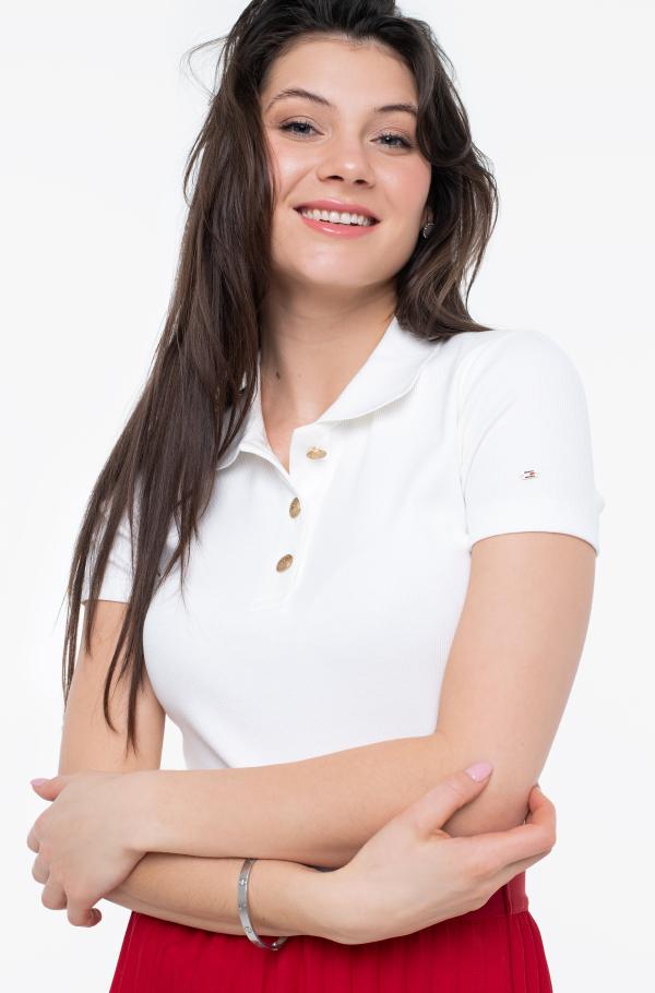 white T-shirt SLIM GOLD BUTTON POLO SS Tommy Hilfiger, Women