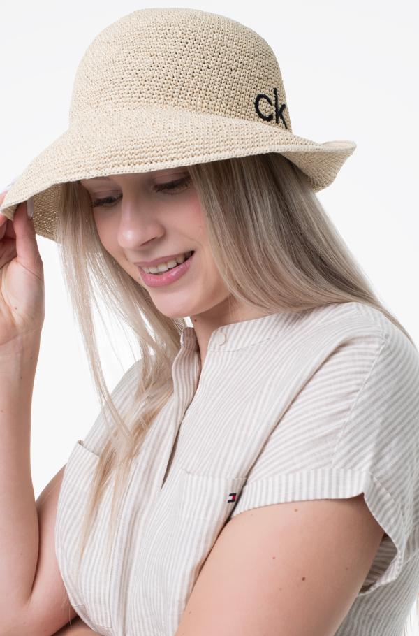 Calvin Klein taupe and cream wide brimmed hat Calvin Klein Wide Brim Floppy Sun Hat Beige Orange Women main image 3