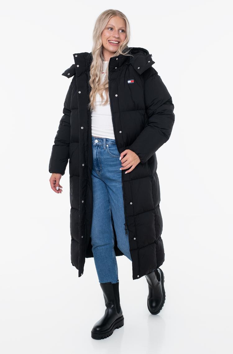 ジャケット・アウター ALLBLACK DEMIM long coat black Jacket TJW ALASKA GRID DWN MXI COAT EXT Tommy Jeans, Women